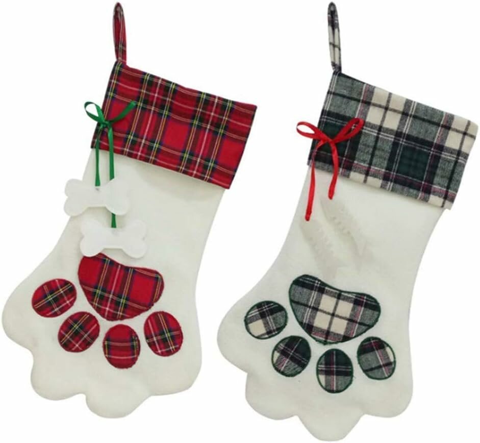 Stück Nikolausstiefel 45 x 20 см большой Nikolaussocke mit Hund-Pfote Weihnachtsstiefel Nikolausgeschenke für Kinder - rot/blau