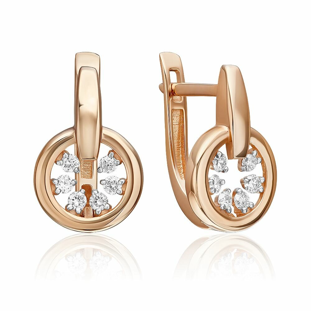 Серьги PLATINA, красное золото, 585 проба, бриллиант, , красный