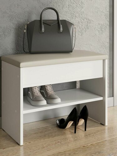Изображение товара ARNIKA Обувница, тумба в прихожую, 60х29,5х47см, белый текстурный