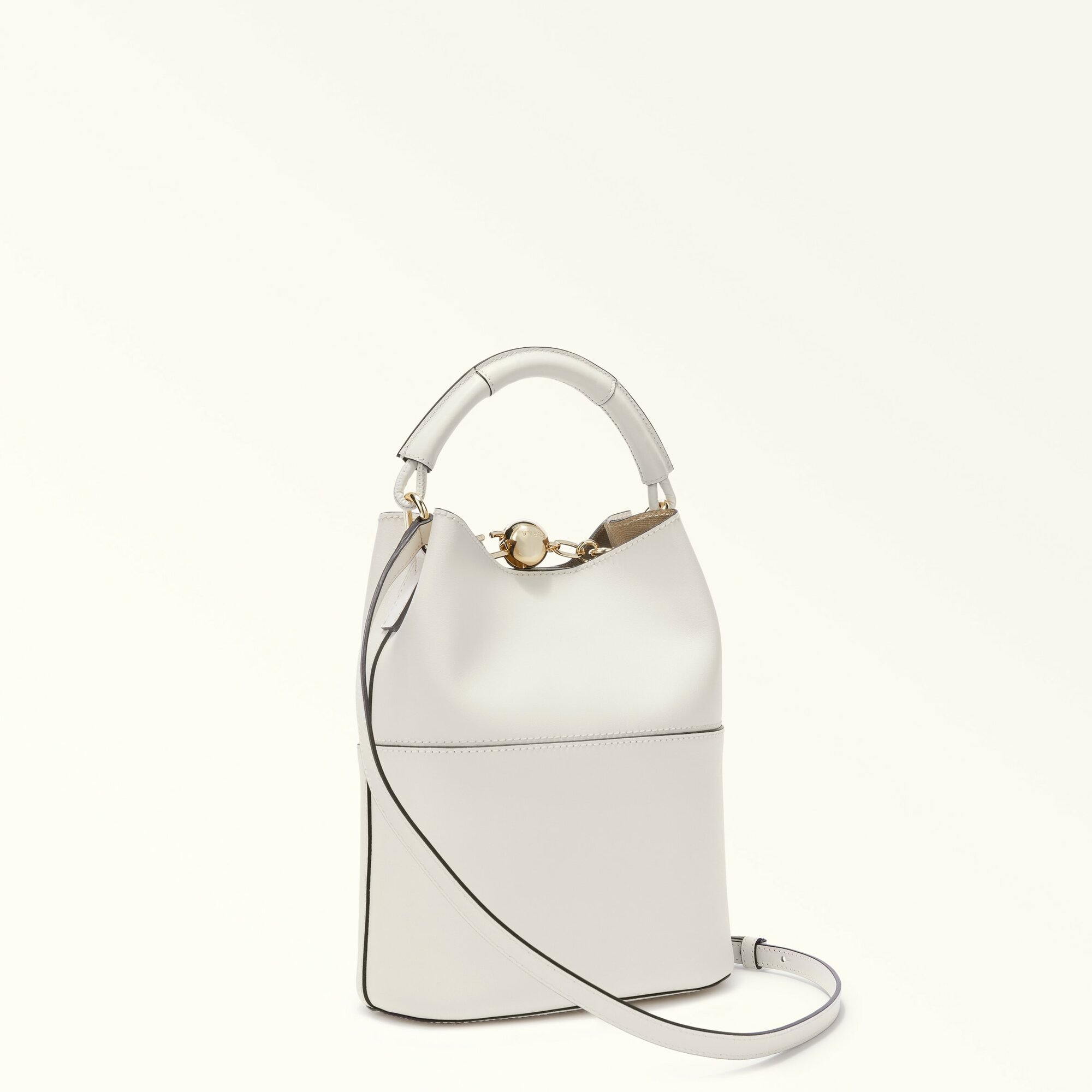 Сумка ведро FURLA, фактура гладкая, белый — фото 1