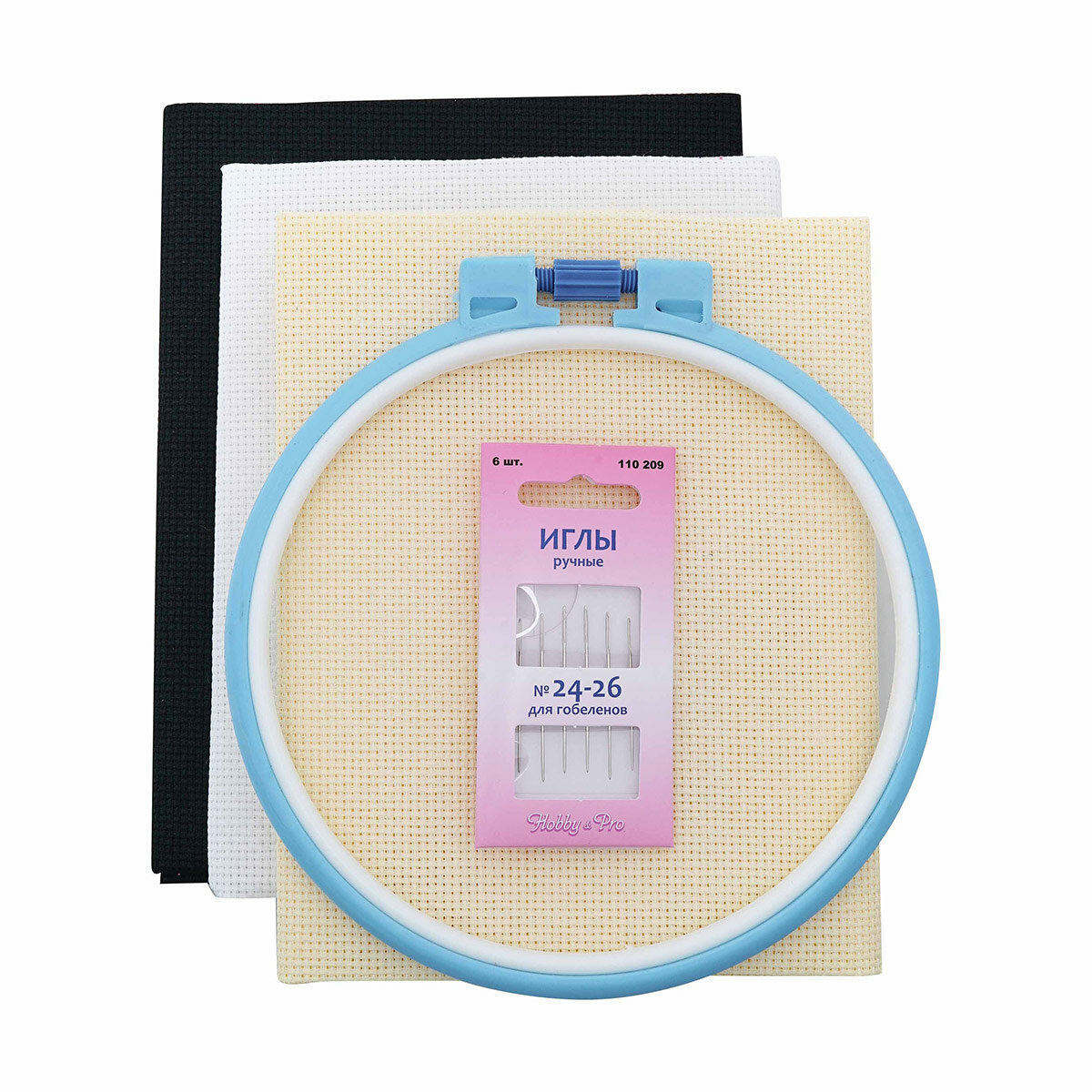 Канва для вышивания набор 3 цвета по 50*50 см (белый, черный, кремовый), Bestex