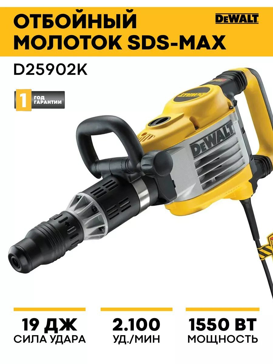 Отбойный молоток DEWALT D25902K-QS, SDS-max, 1550 Вт