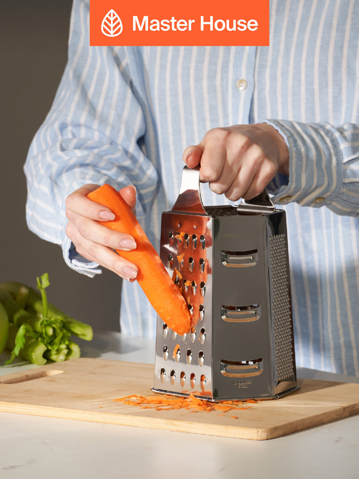 Терка для овощей Master House модель Алмаз ручная 6 граней нержавеющая сталь — фото 1