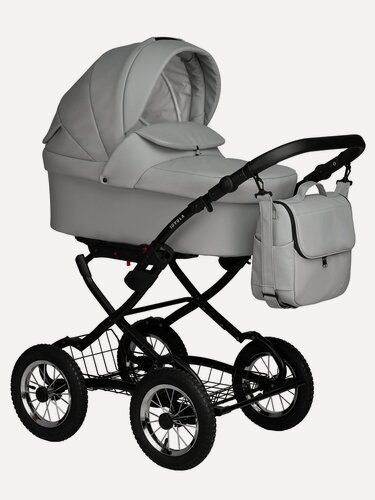 Изображение товара Коляска-люлька для новорожденных Jovola Tessa Eco Light Classic, классическая, всесезонная, Te 04 (светло серая кожа)