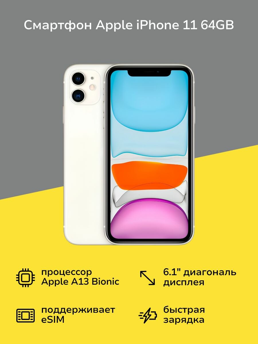 Смартфон Apple iPhone 11 4/64GB nanoSim/eSim White