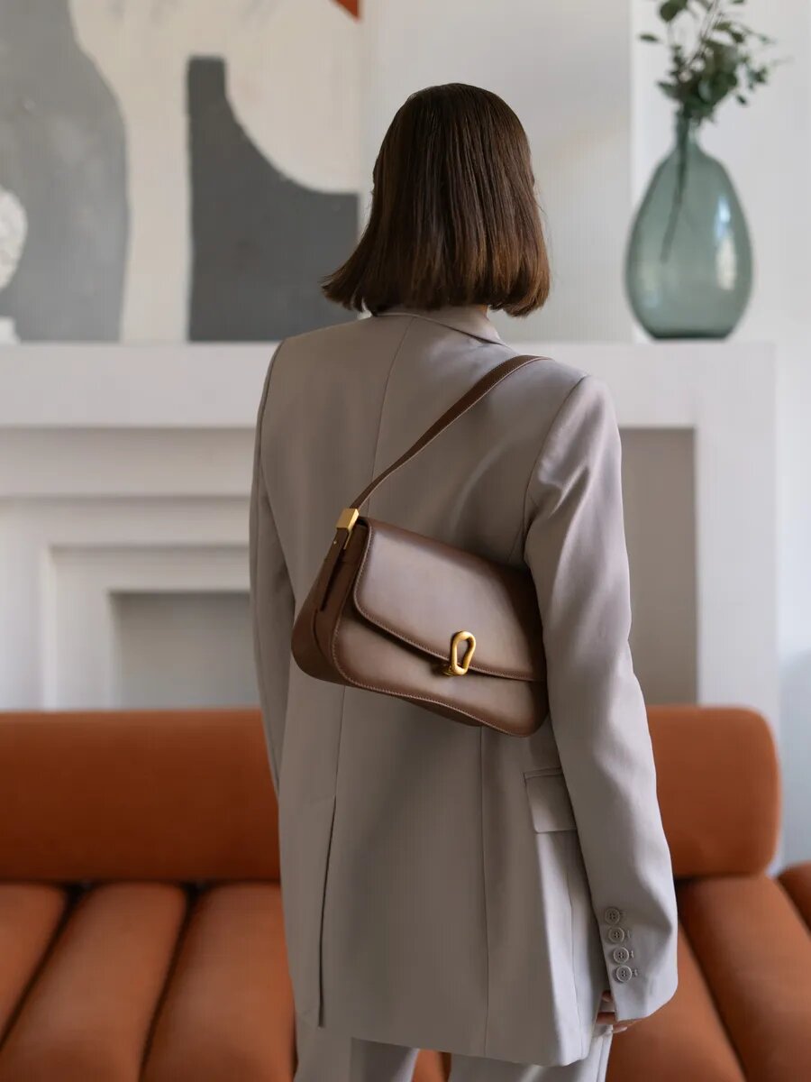 Сумка багет Paprika Bag Italy, фактура гладкая, коричневый — фото 1