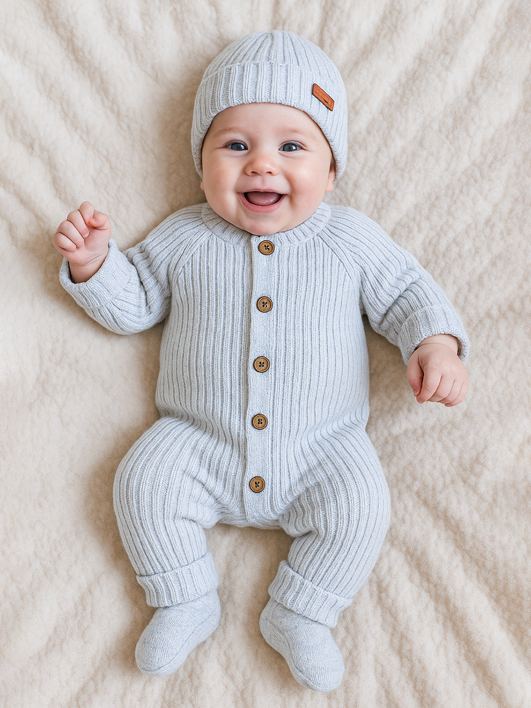 Комбинезон Gunesh Line Textile Линейка, открытая стопа, размер 0-6 мес, светло-голубой