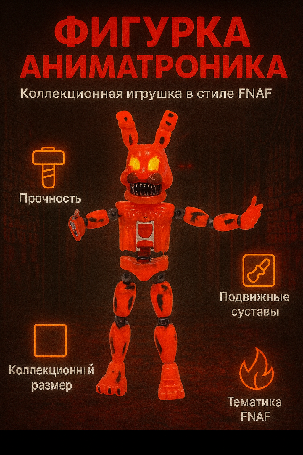 Игрушка-антистресс Freddy's Night, шарнирная, реалистичная, суставы, безопасная, от 3 лет