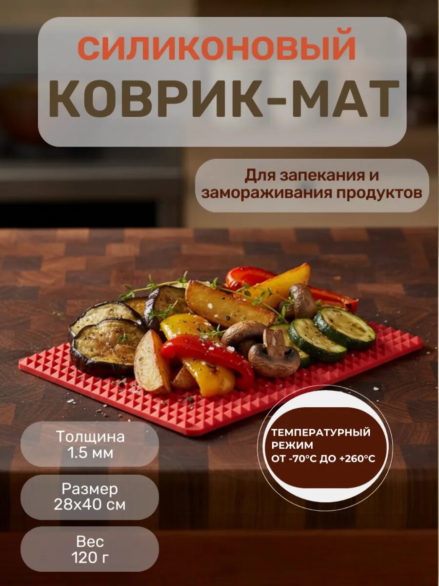 Силиконовый коврик для выпечки и запекания многоразовый