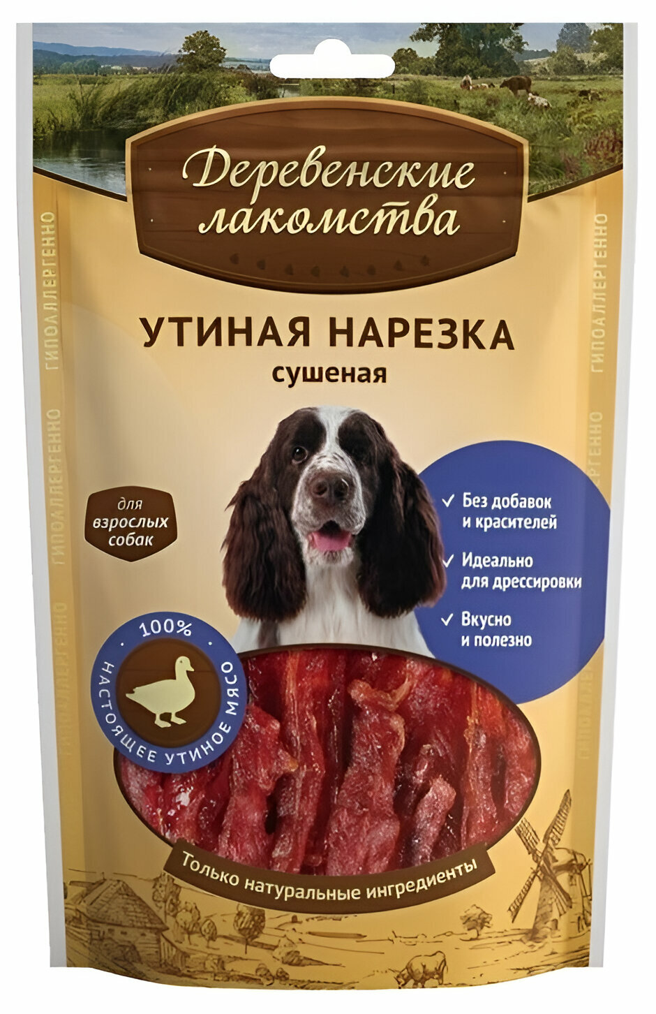 Деревенские лакомства 100 % Мяса Утиная нарезка сушеная для собак 90 г