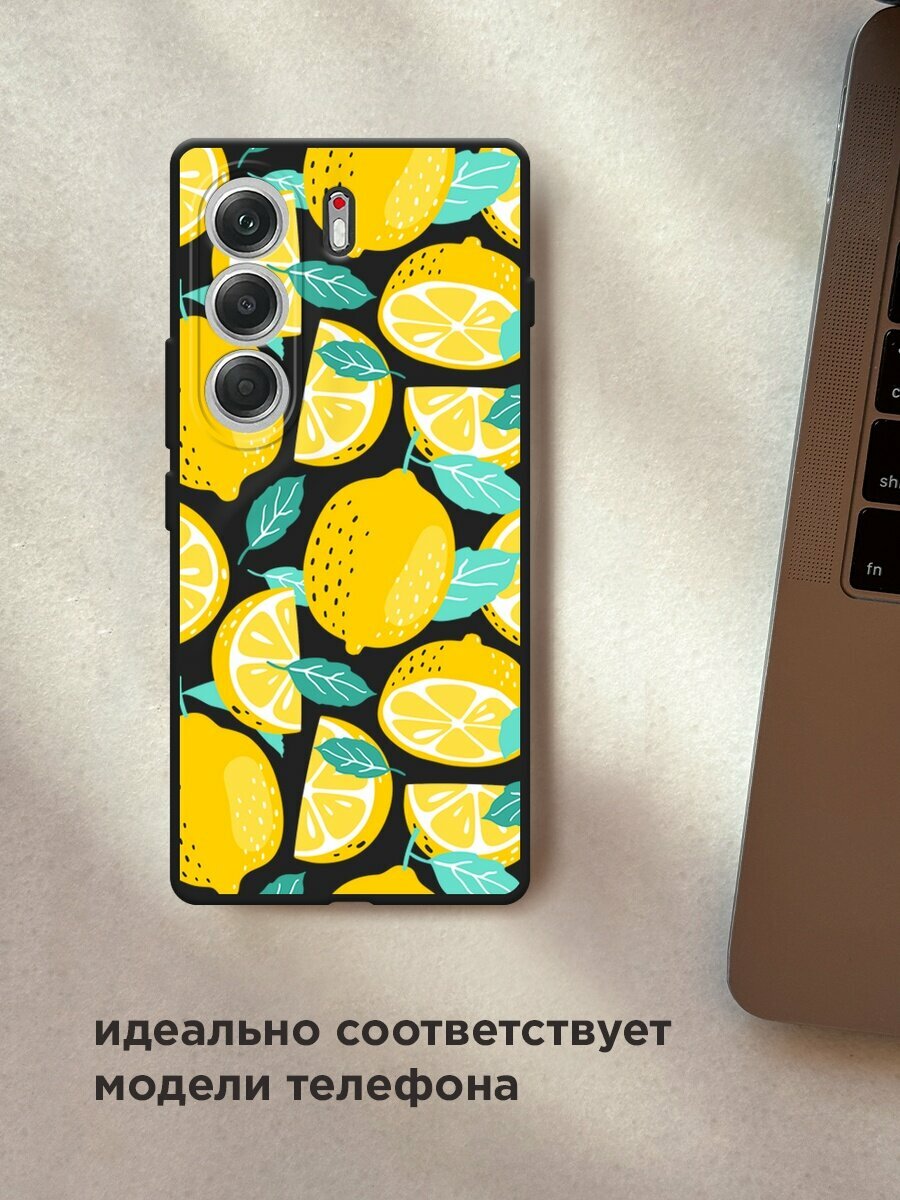 Черный матовый чехол на Tecno Camon 40 / Текно Камон 40 с принтом "Лимонное счастье" — фото 1