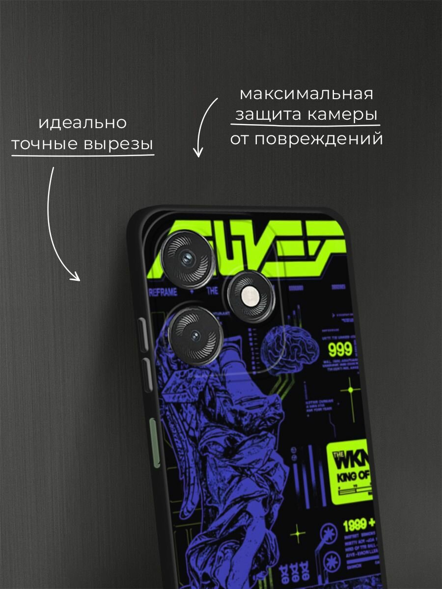 Черный матовый чехол на Tecno Spark 10/10C / Техно Спарк 10/10С с принтом "Кислотное аниме" — фото 1