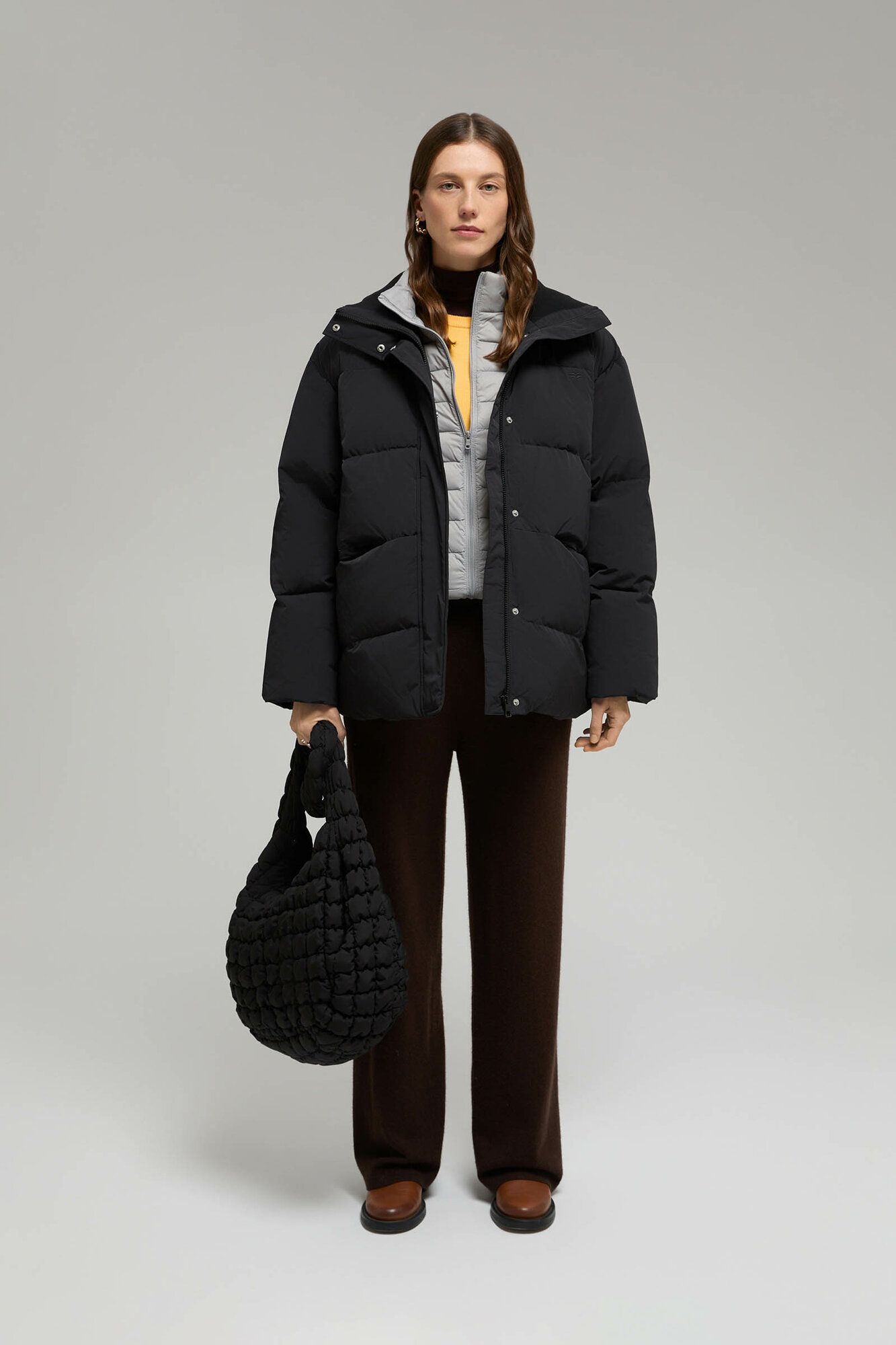 Пуховик стеганый с натуральным пухом