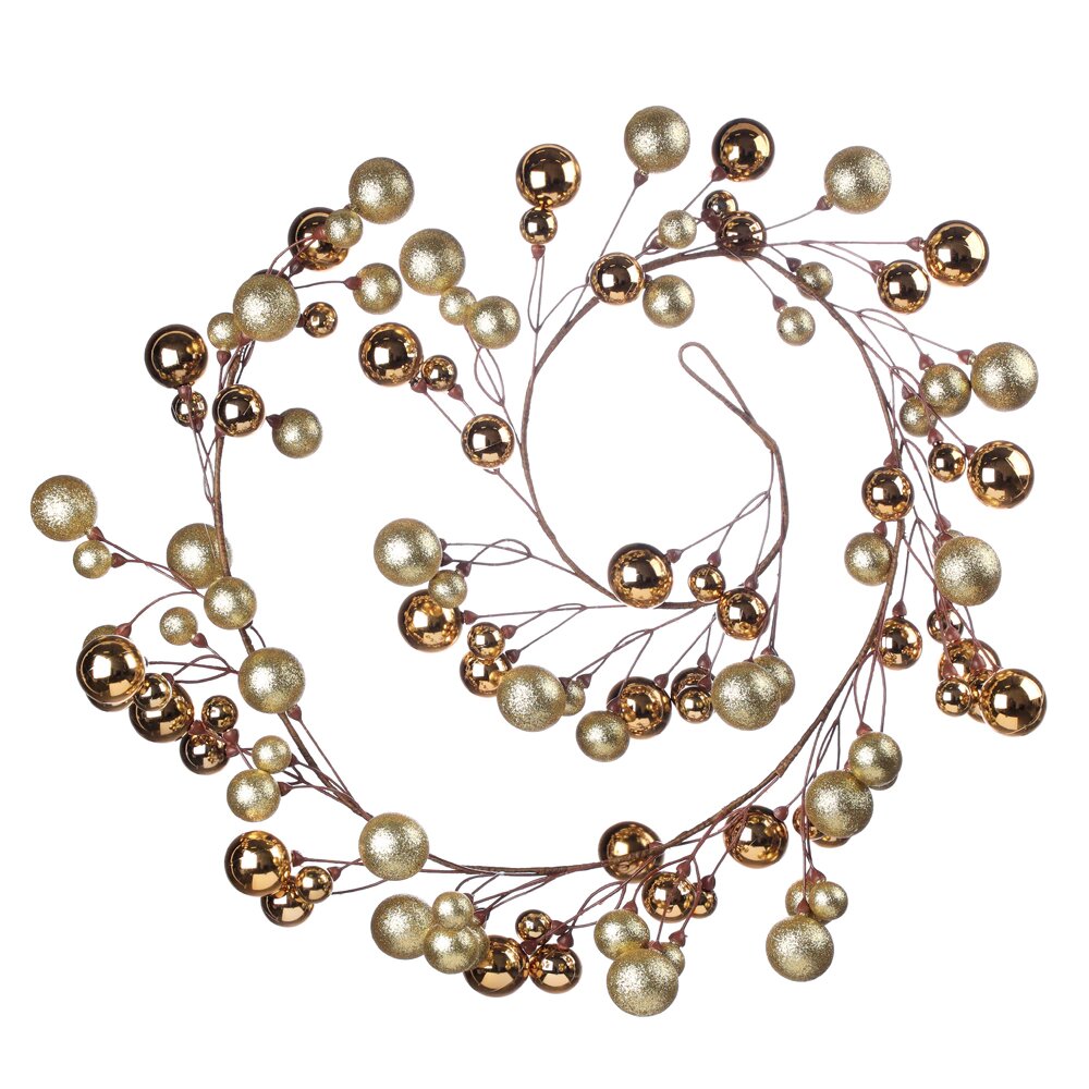 Елочное украшение 180 см пластик Гирлянда из шариков золото Santi