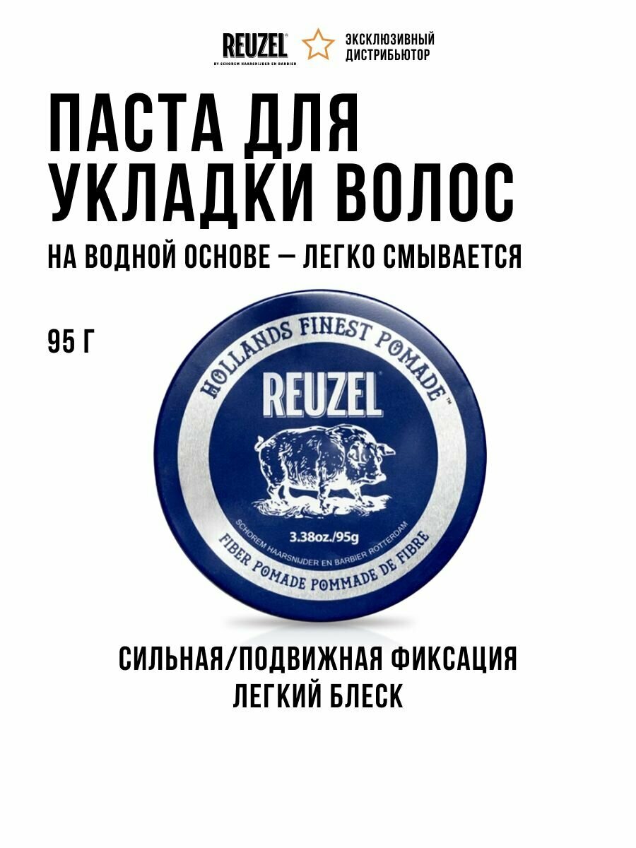 Паста для волос мужская Reuzel Fiber Piglet 95 гр для укладки волос