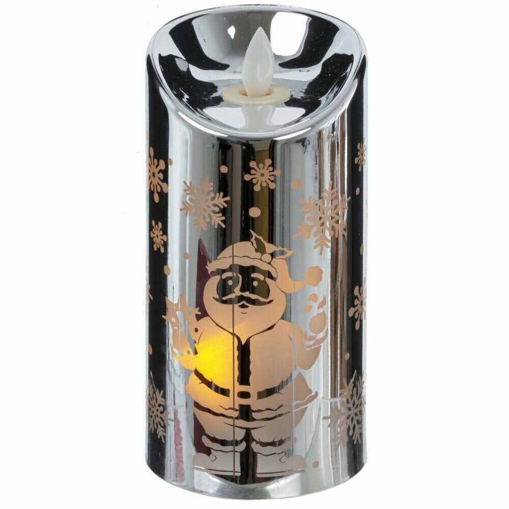 LED-Свеча "Серебряный Дед Мороз", 8х8х15 см