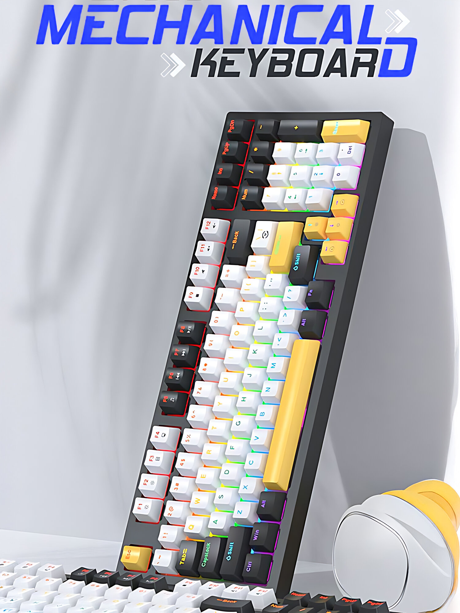 Механическая клавиатура K98 с подсветкой RGB, 97 клавиш, USB проводная, игровая клавиатура