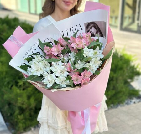 Альстромерии бело-розовые 123 — фото 1