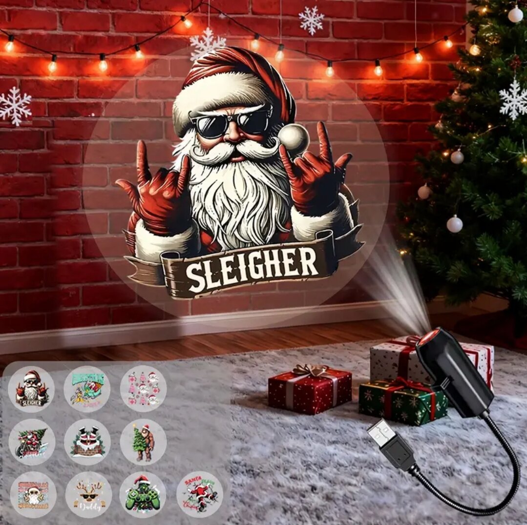 Тематический проекционный узор на Новый год, вращающийся на 360 градусов, LED-ночник