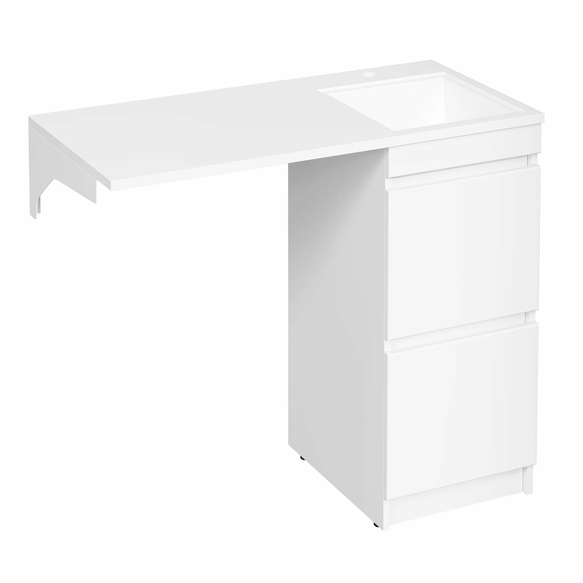 Тумба с раковиной DIWO Тольятти 100 R под стиральную машину напольная 100 3 см с ящиками белая прямоугольная в современном стиле из МДФ из камня