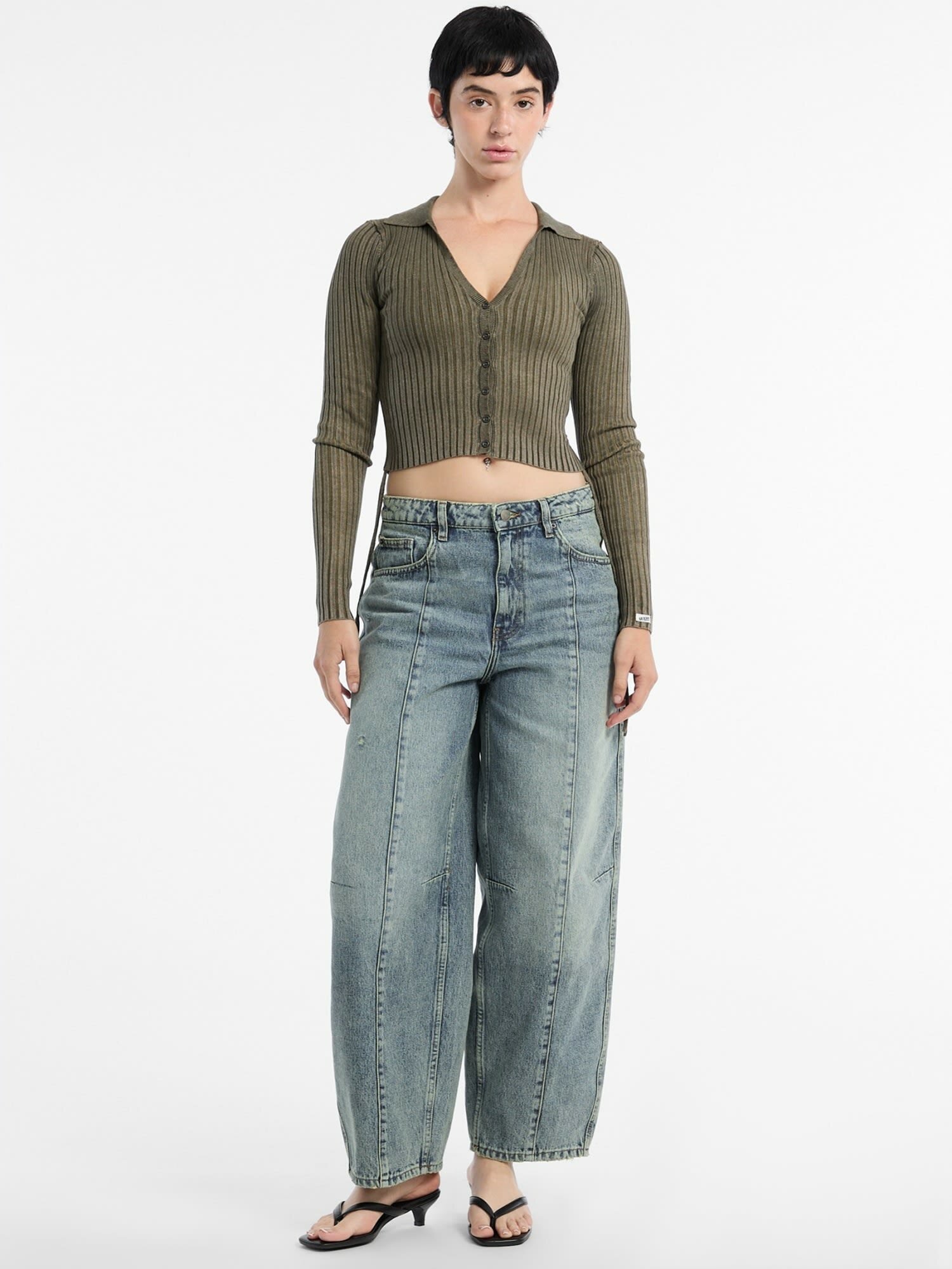 Кардиган GUESS, размер L, зеленый — фото 1