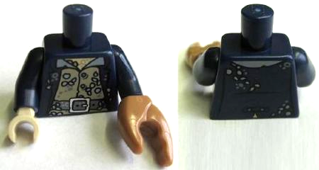 Torso PotC Jacket over Barnacle Encrusted Shirt Pattern / Dark Blue Arms / Tan Hand Right / Medium Nougat Hand Crab Pincer Left, 973pb0972c01 Dark Blue U