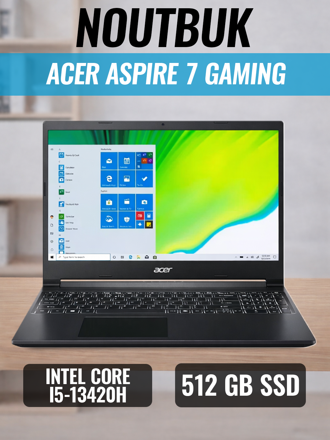 Acer Aspire 7 Gaming (Intel Core i5-13420H/ DDR5 16GB/ SSD 512GB/ 15.6" FHD IPS 144Hz/ 6GB RTX3050