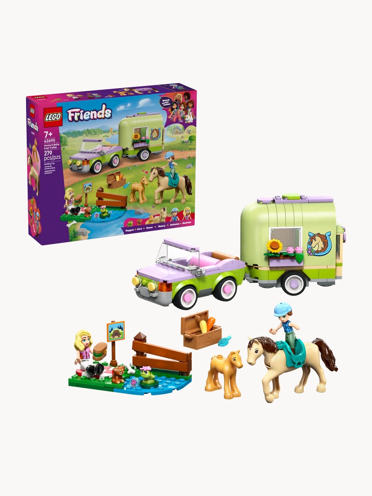 Конструктор LEGO Friends 42695 Прицеп для лошади и жеребенка, 279 дет.