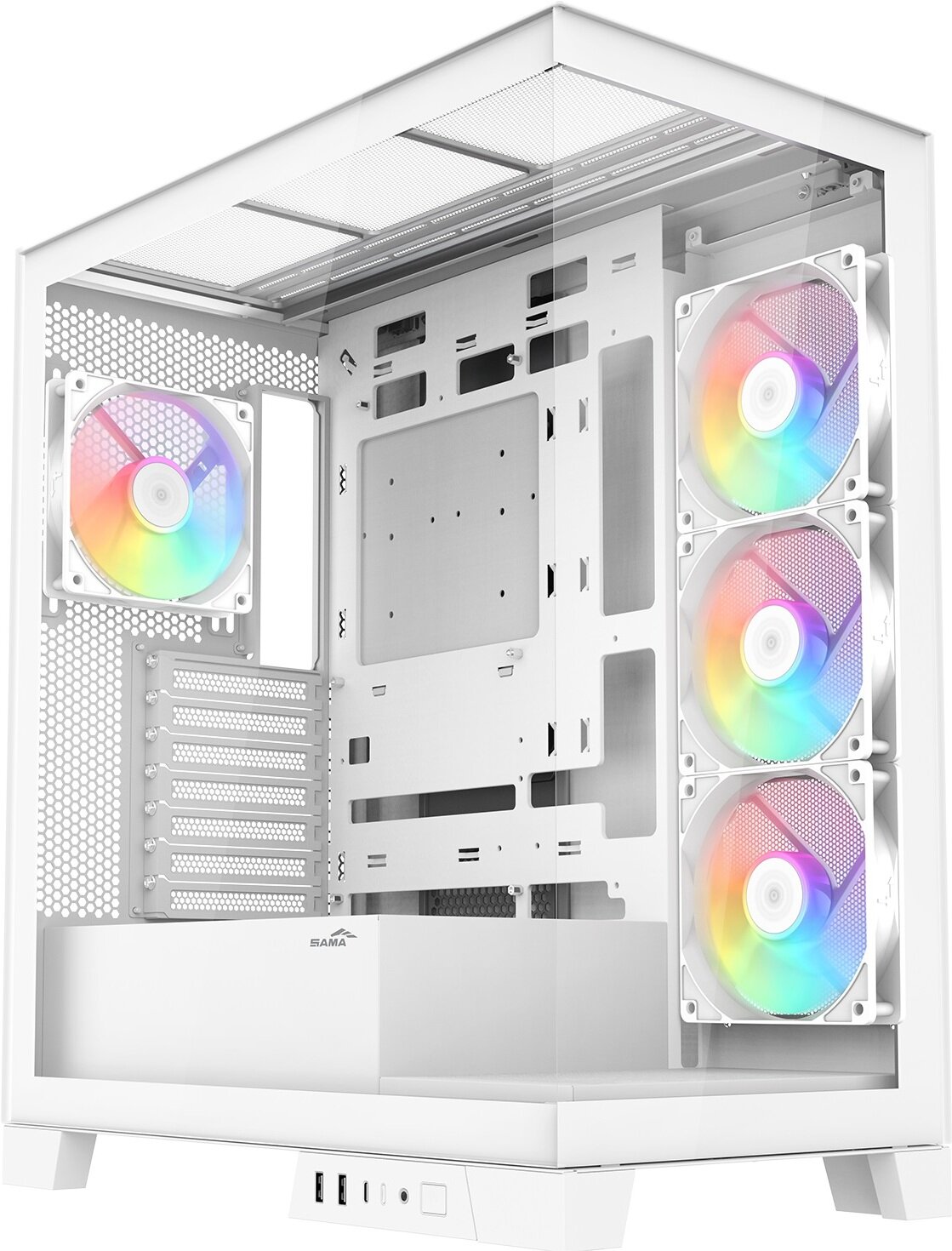 Корпус SAMA V50 White (V50-WHADA4X1-GL) (ATX, без БП, 1xUSB-C, 2xUSB3.0, с окном)
