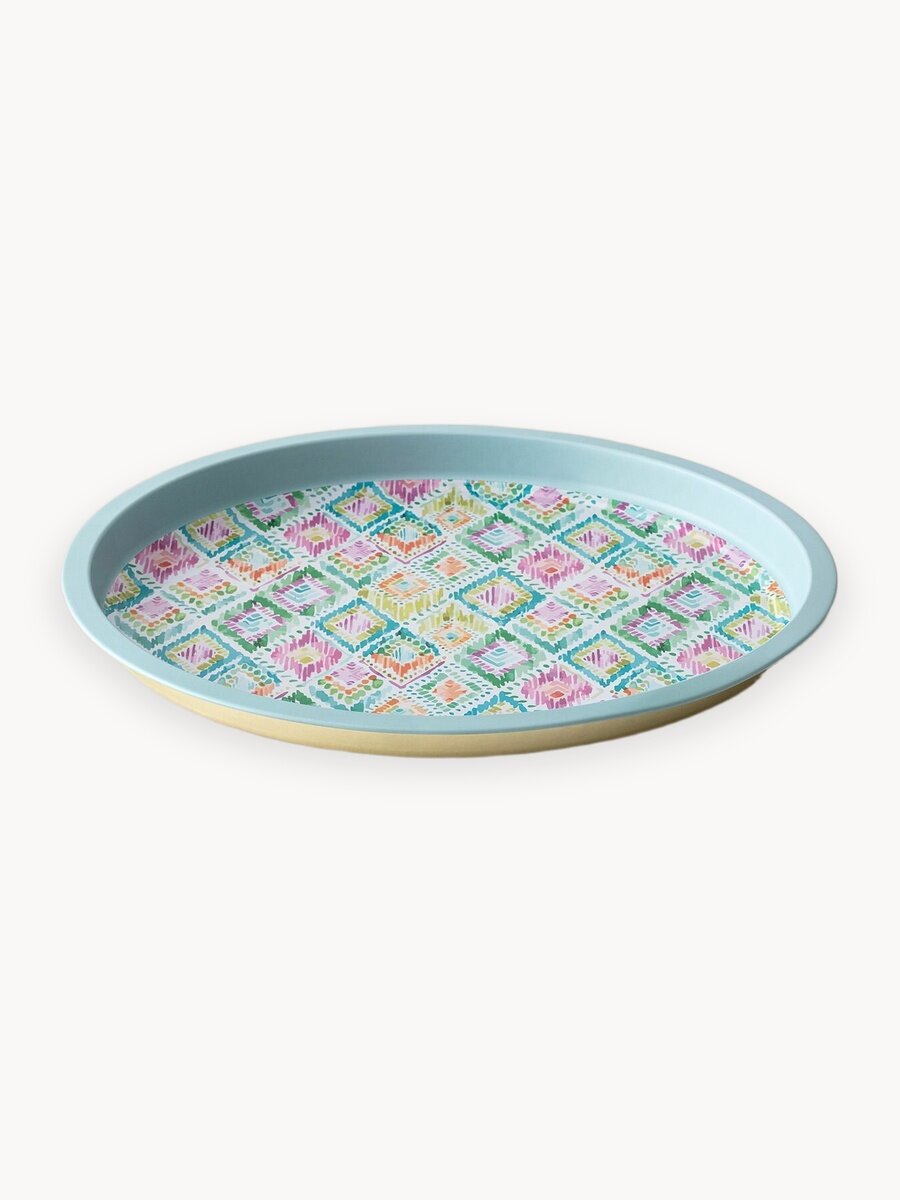 Поднос MADAME COCO Collin Round Tray, круглый, металлический, 35см, цвет голубой