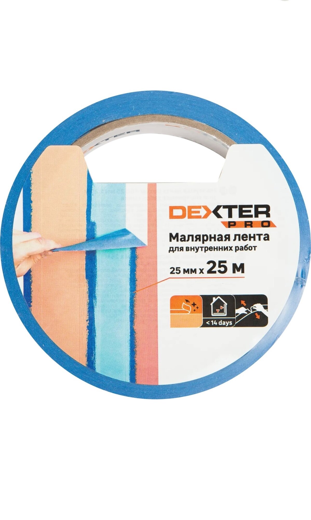 Лента малярная DEXTER , синяя, крепированная, 25x50м