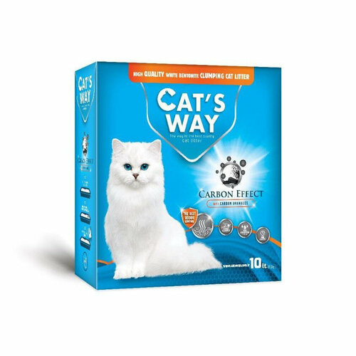 Cats way Box White Cat Litter With Active Carbon наполнитель комкующийся для кошачьего туалета без запаха с углем коробка 10 л