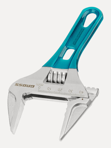 Изображение товара Ключ разводной сантехнический Gross, до 43 мм раскрытие губок, 160 мм, хромированная сталь CrV, укороченная ручка, 15566