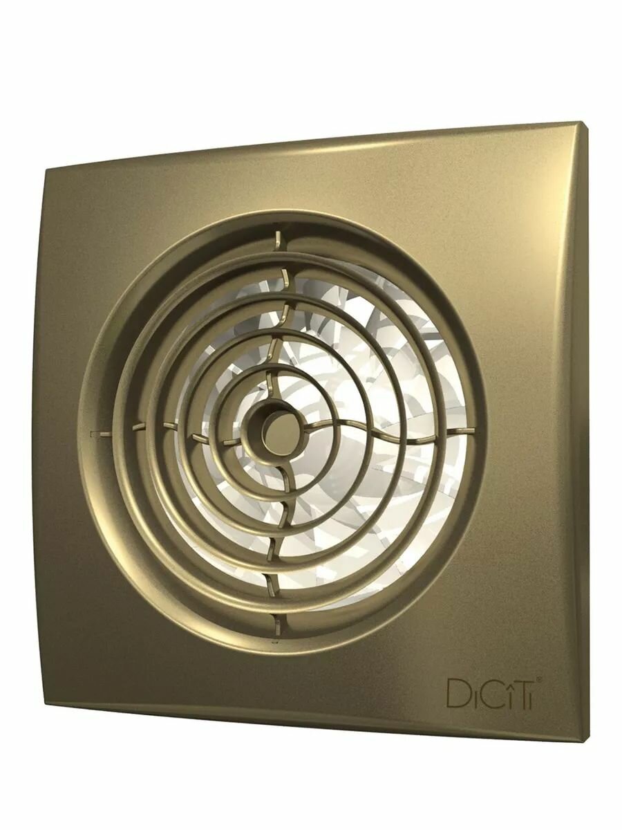 Вентилятор вытяжной DiCiTi AURA 4C champagne, 100 мм обратный клапан, золотистый