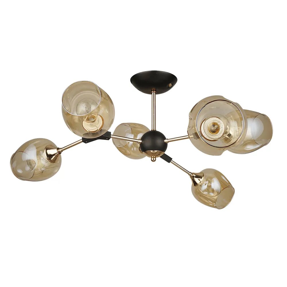 Потолочная люстра на штанге Arte Lamp SEPPIA A4211PL-6BK E27 360 Вт металл стекло черный