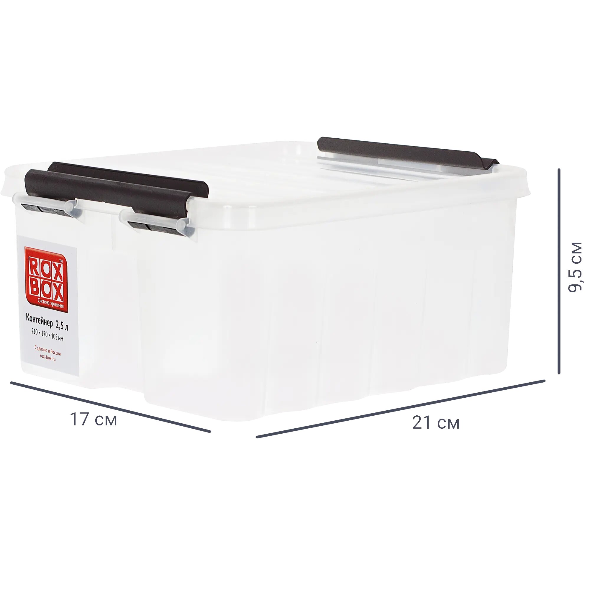 Контейнер Rox Box 21x17x9.5 см 2.5 л пластик с крышкой цвет прозрачный