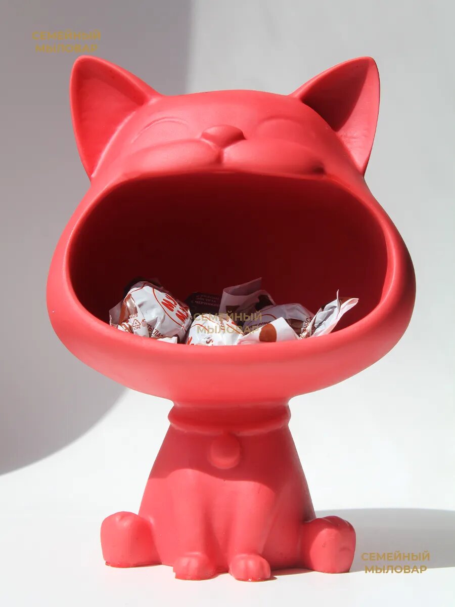 Силиконовый молд для гипса / Конфетница Кот S — фото 1