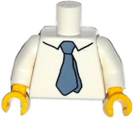 Torso Simpsons Shirt with Collar, Sand Blue Tie Pattern / White Arms / Yellow Hands, 973pb2001c01 White U