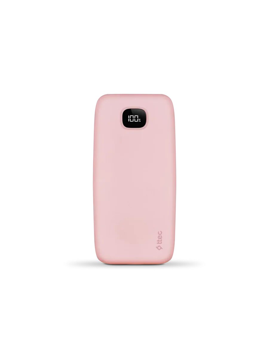 Внешний аккумулятор TTEC ChargeUp LCD 20000mAh Powerbank. Цвет: розовый