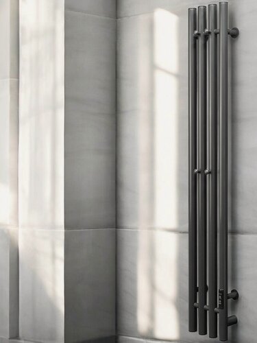 Изображение товара Полотенцесушитель электрический вертикальный Тругор 1200мм 150мм форма I-образная, серый (оружейная сталь) подключение правое