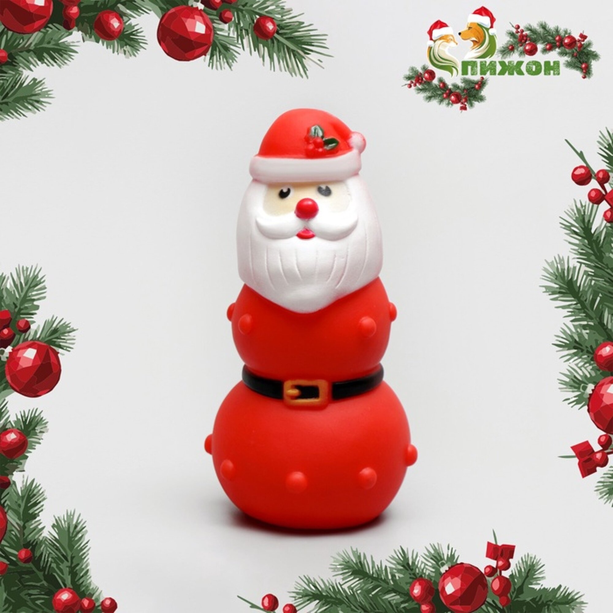 Игрушка Пижон "Мороз 3Х" для собак пищащая 125 х 6 см красный