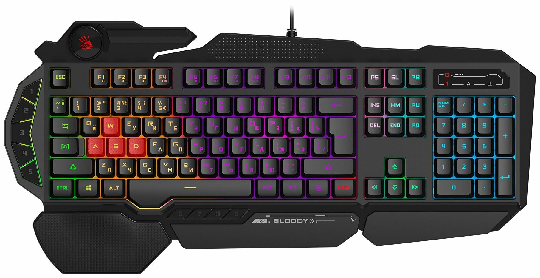 Клавиатура A4Tech Bloody B310N черный USB Multimedia for gamer LED (подставка для запястий) (B310N) — фото 1