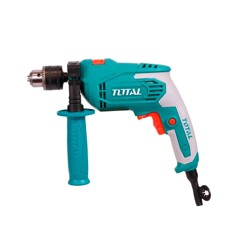 Дрель TOTAL TG108136, блокировка кнопки включения, ключевой патрон — фото 1