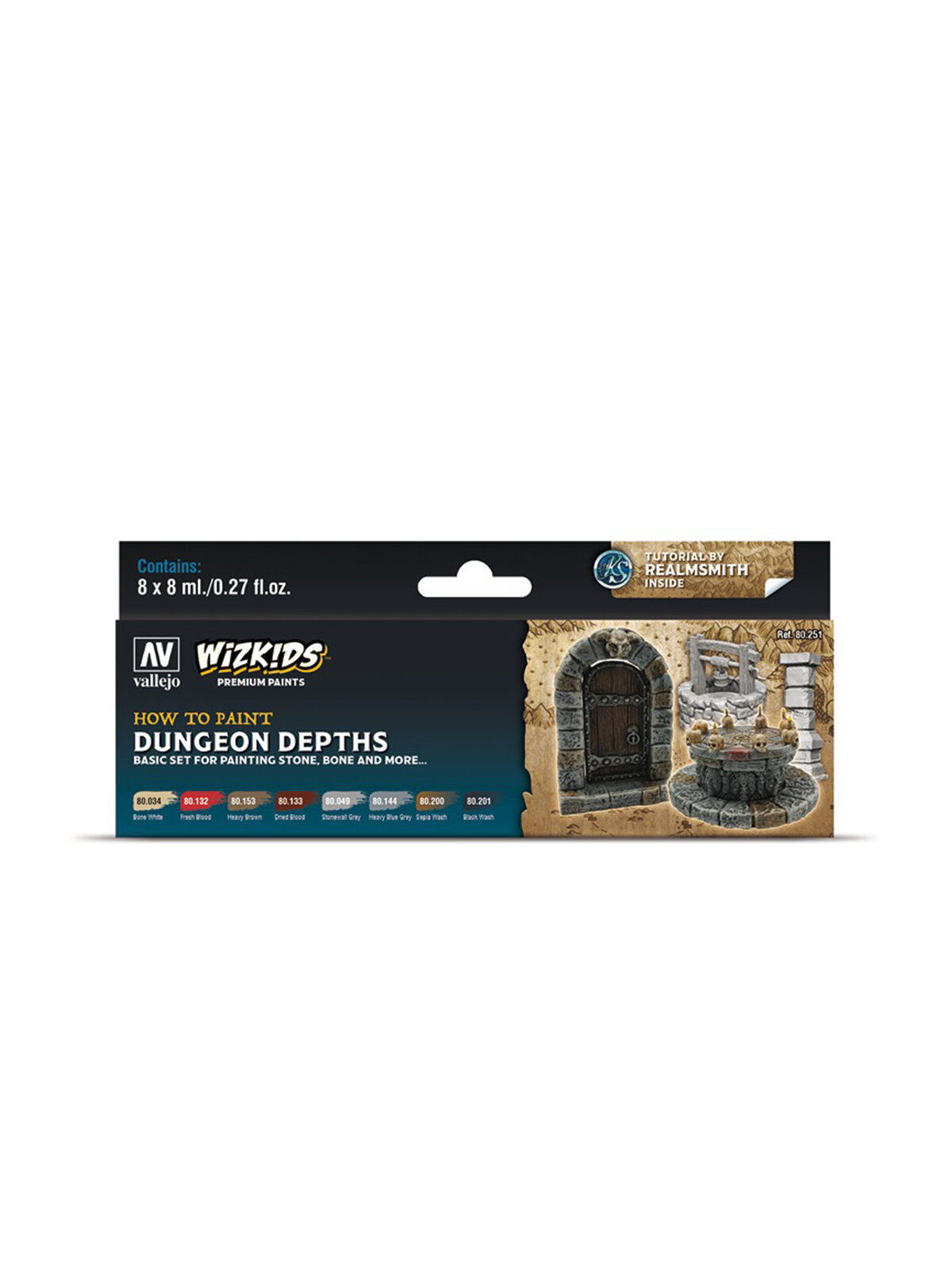 Набор акриловых красок Vallejo серии Wizkids Premium - Dungeon Depths 80251, 8 шт по 8 мл