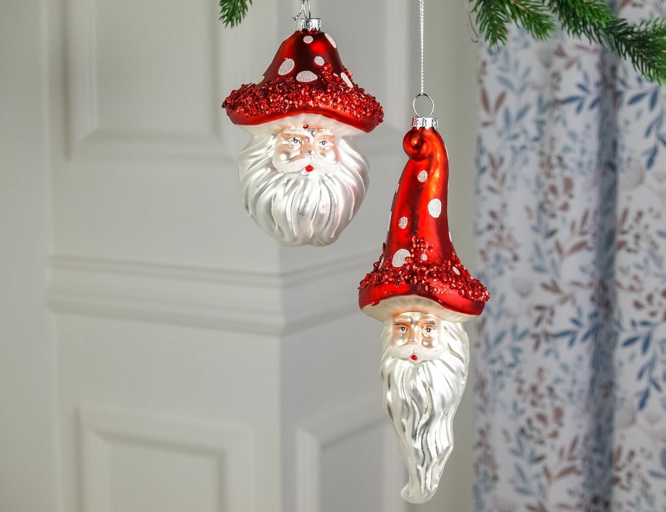 Набор елочных игрушек зимующие гномы, стекло, красный, 11-20 см, 2 шт, EDG 684693-43-набор