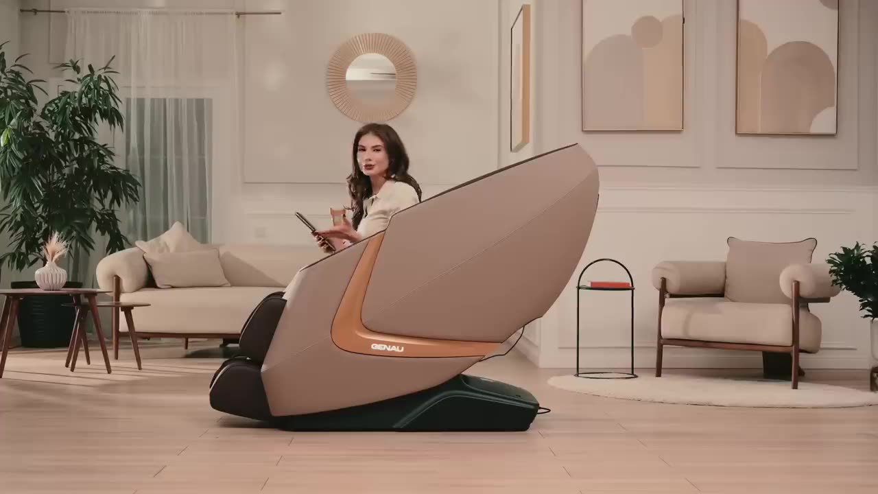 Массажное кресло GENAU iRest, 4D-массаж, подогрев, дистанционное управление, бежевое — фото 1