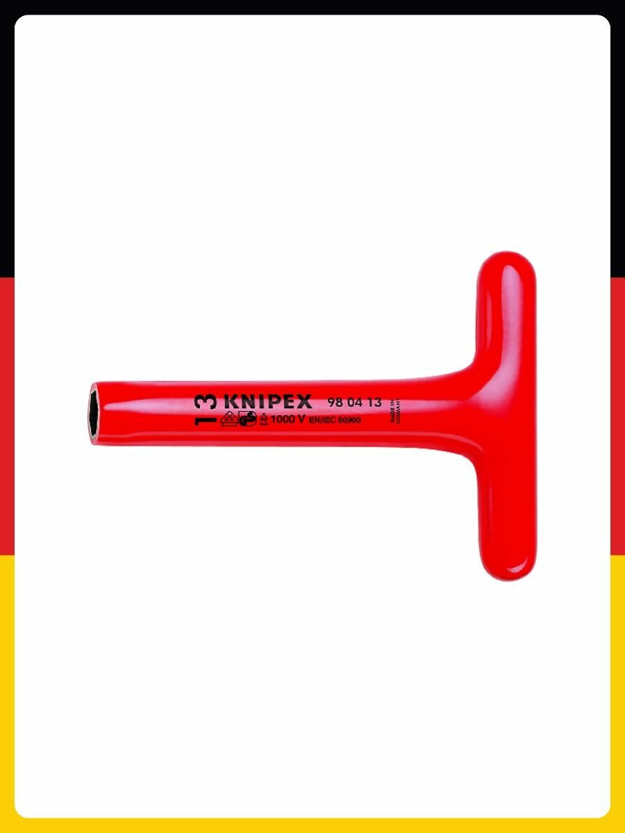 Торцевой ключ KNIPEX 98 04 08 с Т-образной рукояткой VDE 200 мм