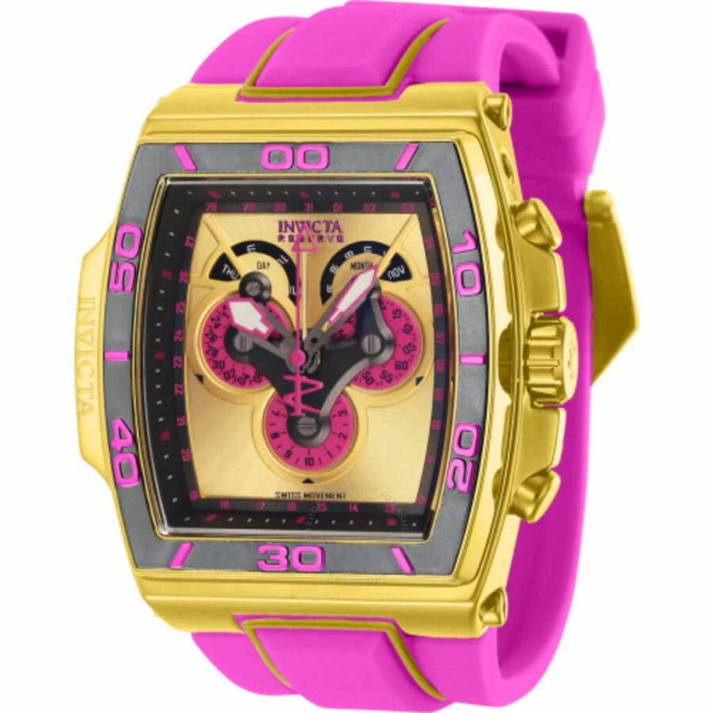Наручные часы INVICTA, фуксия, золотой, серый