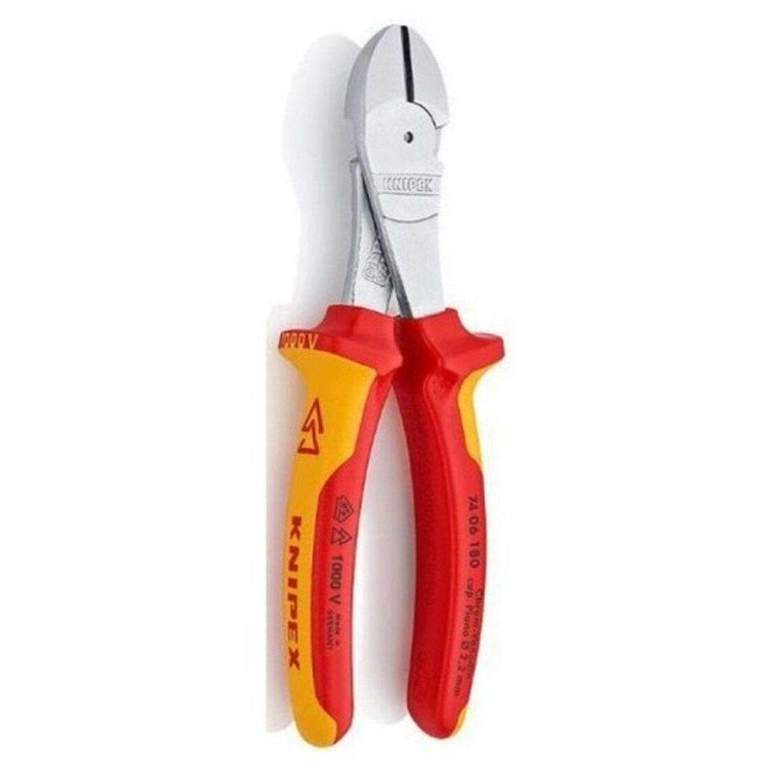 Бокорезы особо мощные Knipex VDE, 180 мм, хром, 2-комп диэлектрические ручки, SB