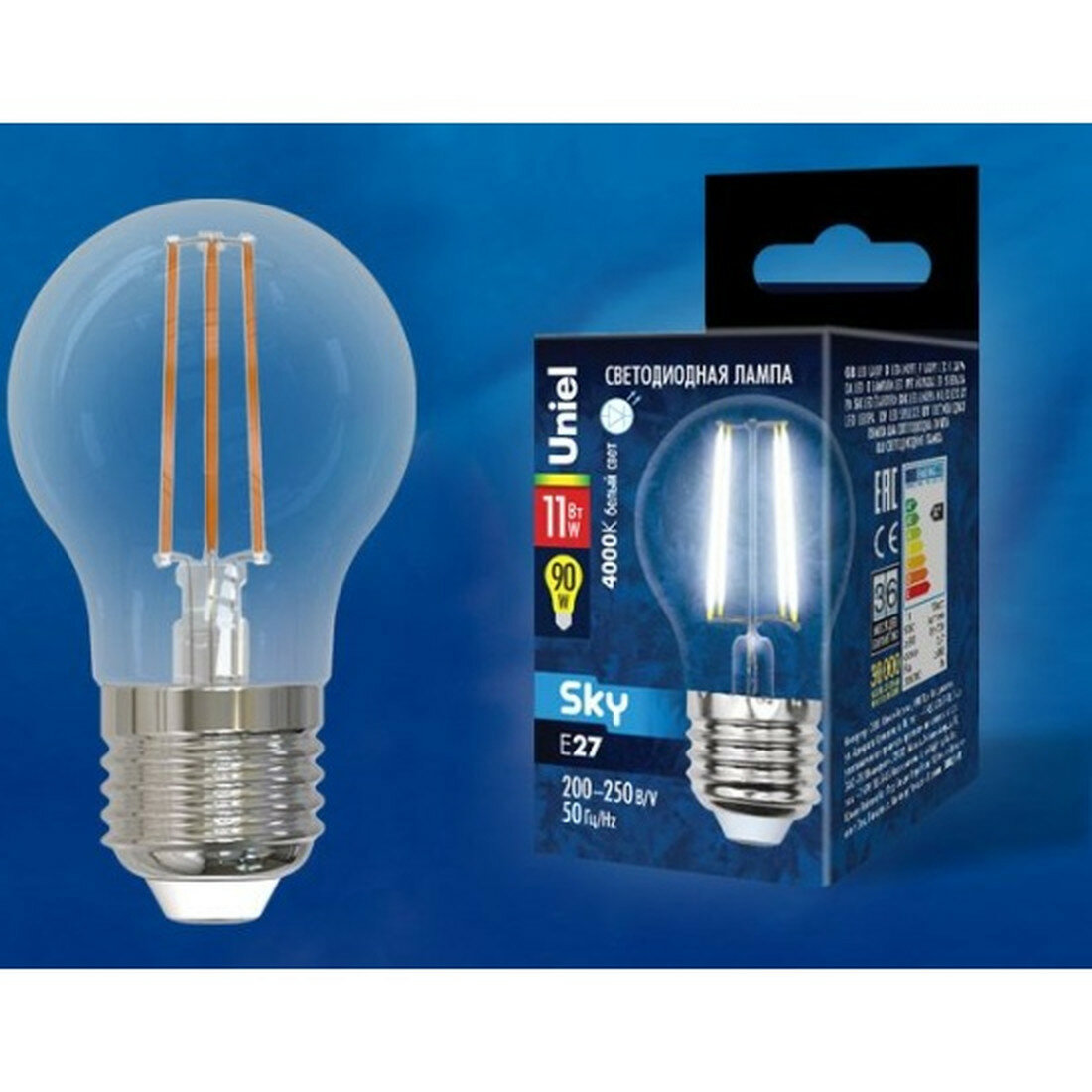 Лампа Uniel LED-G45-11W E27 4000К 11Вт шар